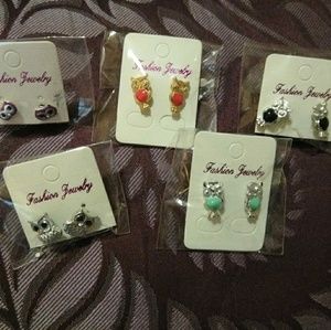 Lot of 5 owl earrings